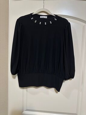 89th & Madison Black Pearl-Accent Boatneck Sweatshirt